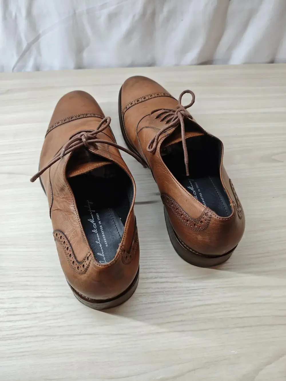 Johnston & Murphy Shoes Mens Size 12M Cap Toe Oxford Dress Handcrafted Made Ital